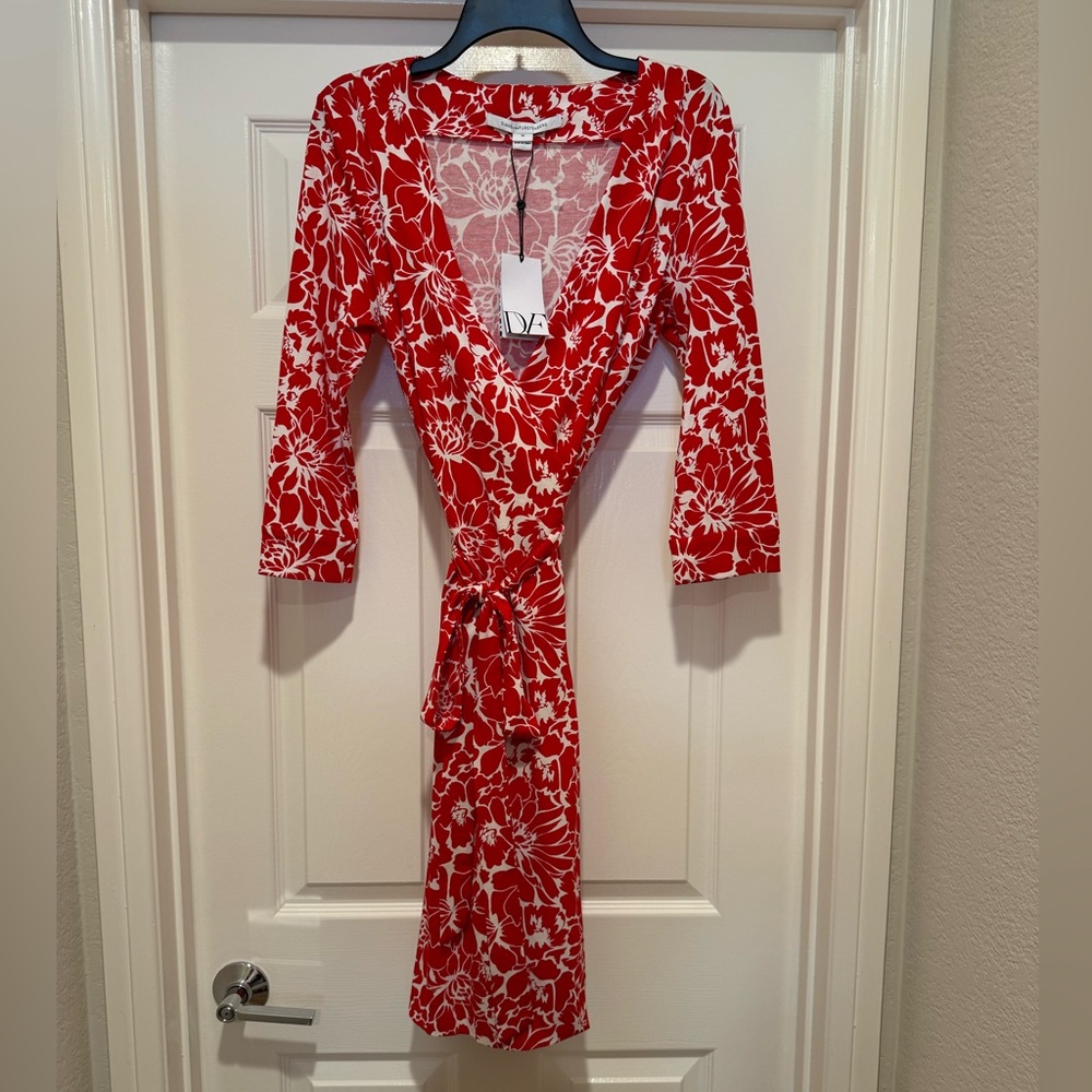 NWT $398 DVF Dianne von Furstenberg Dahlia Small Poppy Red Floral Dress Size 10